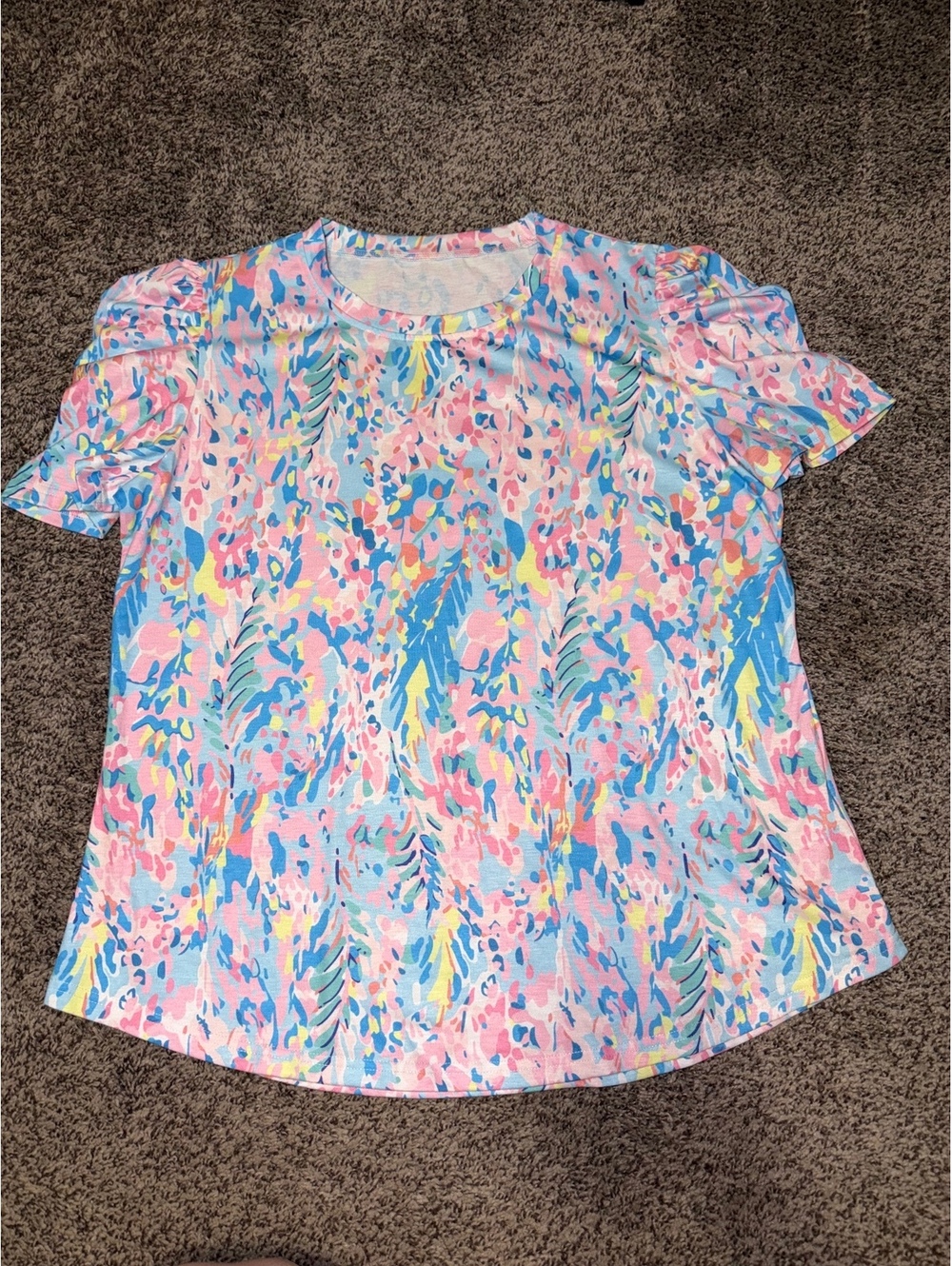 Iviceer Women's XL Short Sleeve T-Shirt Multicolor Floral Print 0010